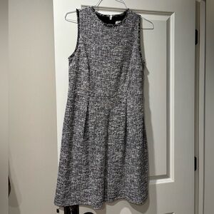 Loft Black and White Tweed Sleeveless Shift Dress